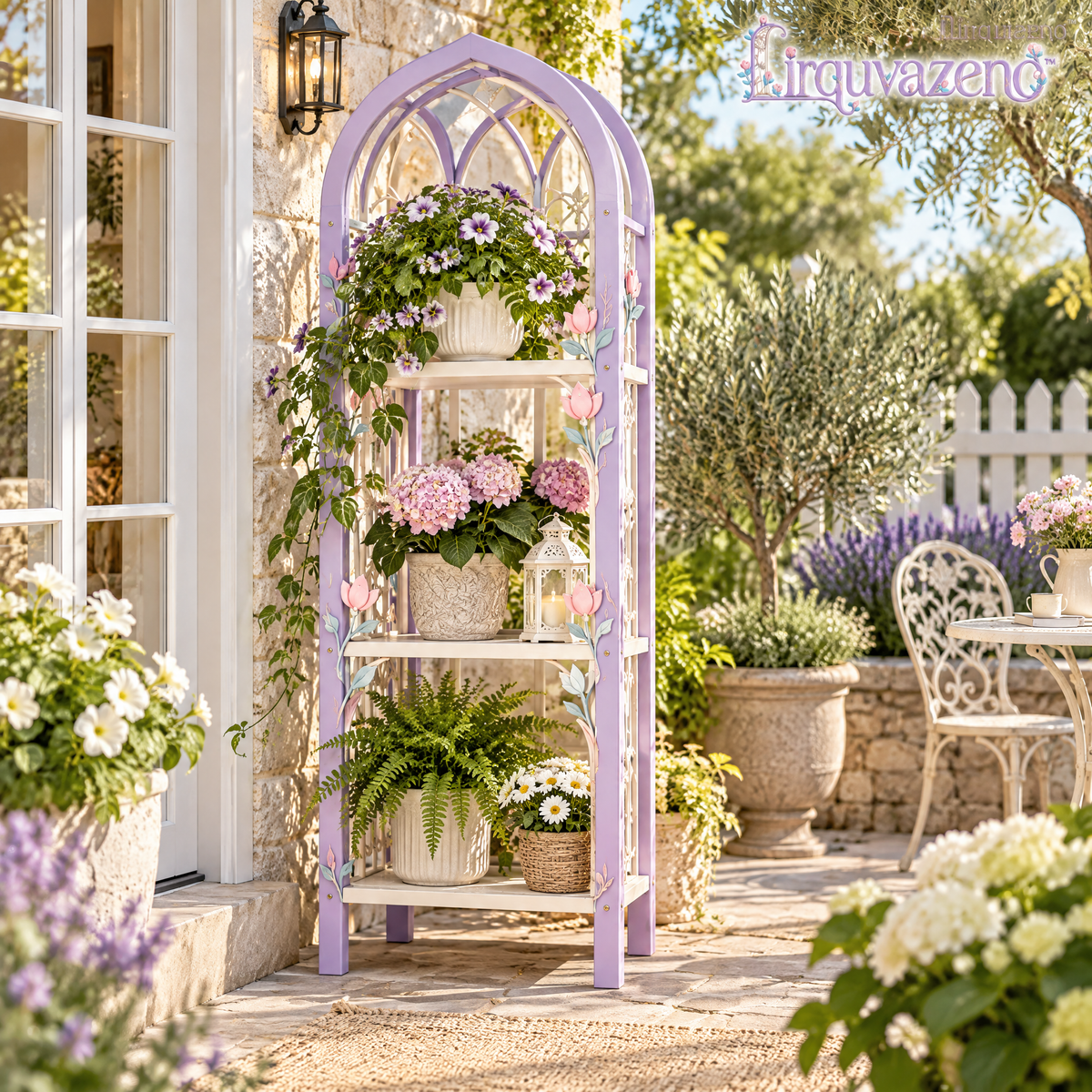 Lirquvazeno Lilac Arch Three-Tier Plant Stand — view 2