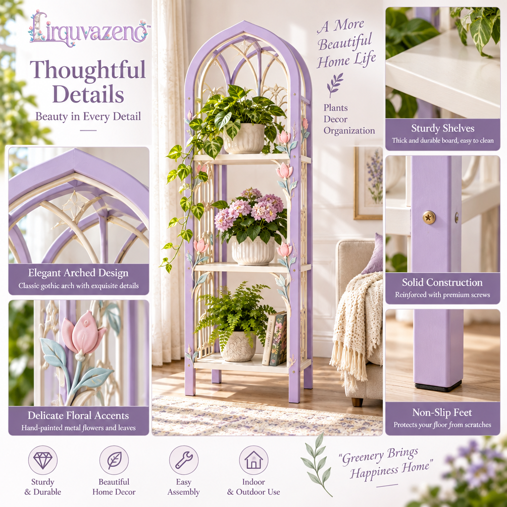 Lirquvazeno Lilac Arch Three-Tier Plant Stand — view 3