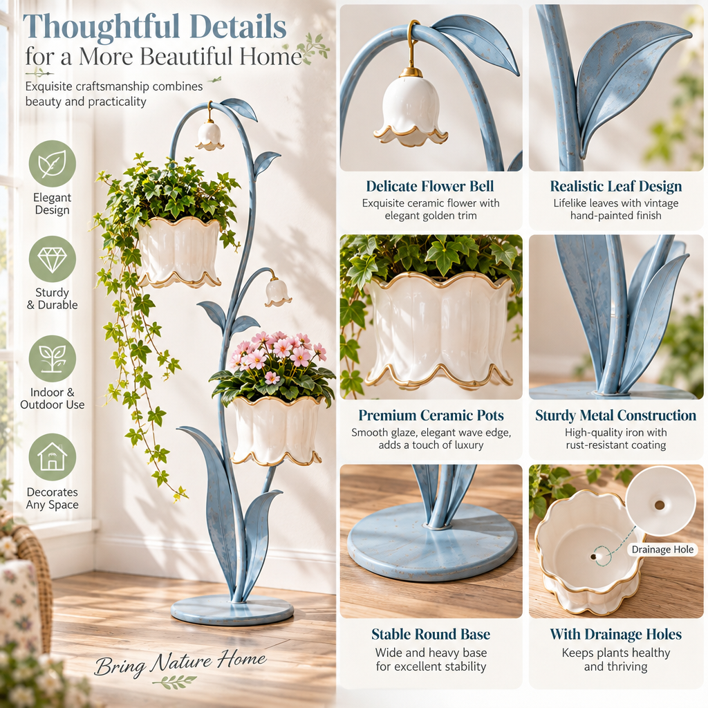 Lirquvazeno Bluebell Double Plant Stand — view 3