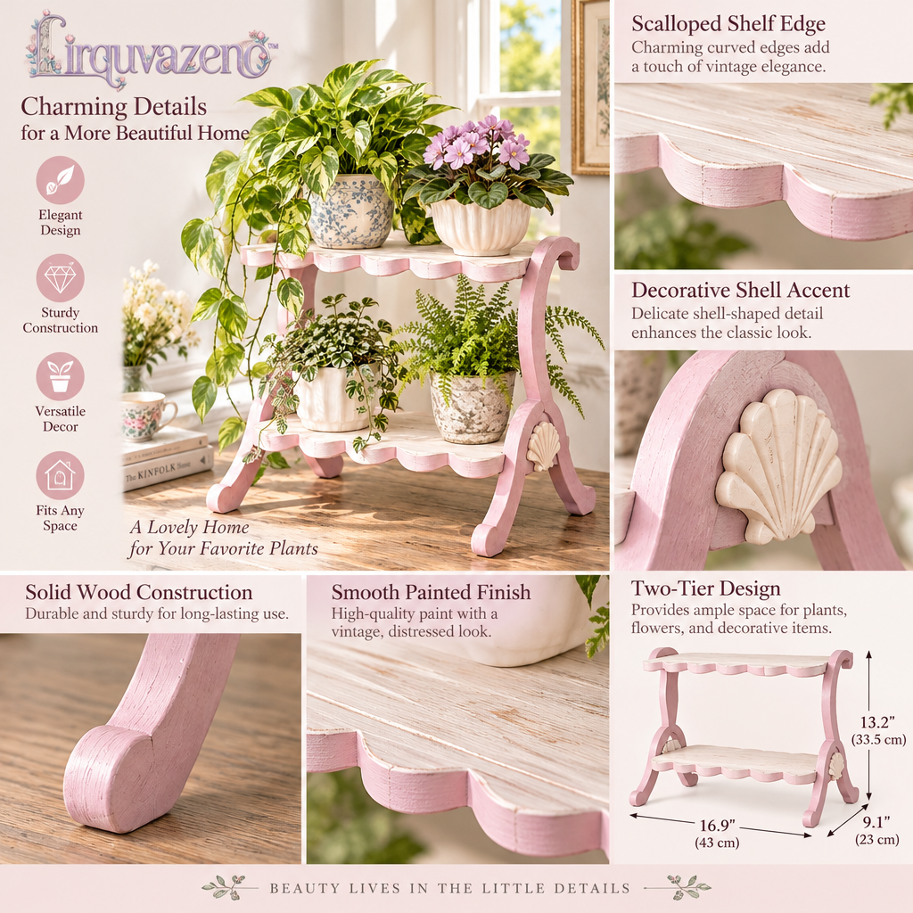 Lirquvazeno Blush Scallop Two-Tier Plant Shelf — view 3