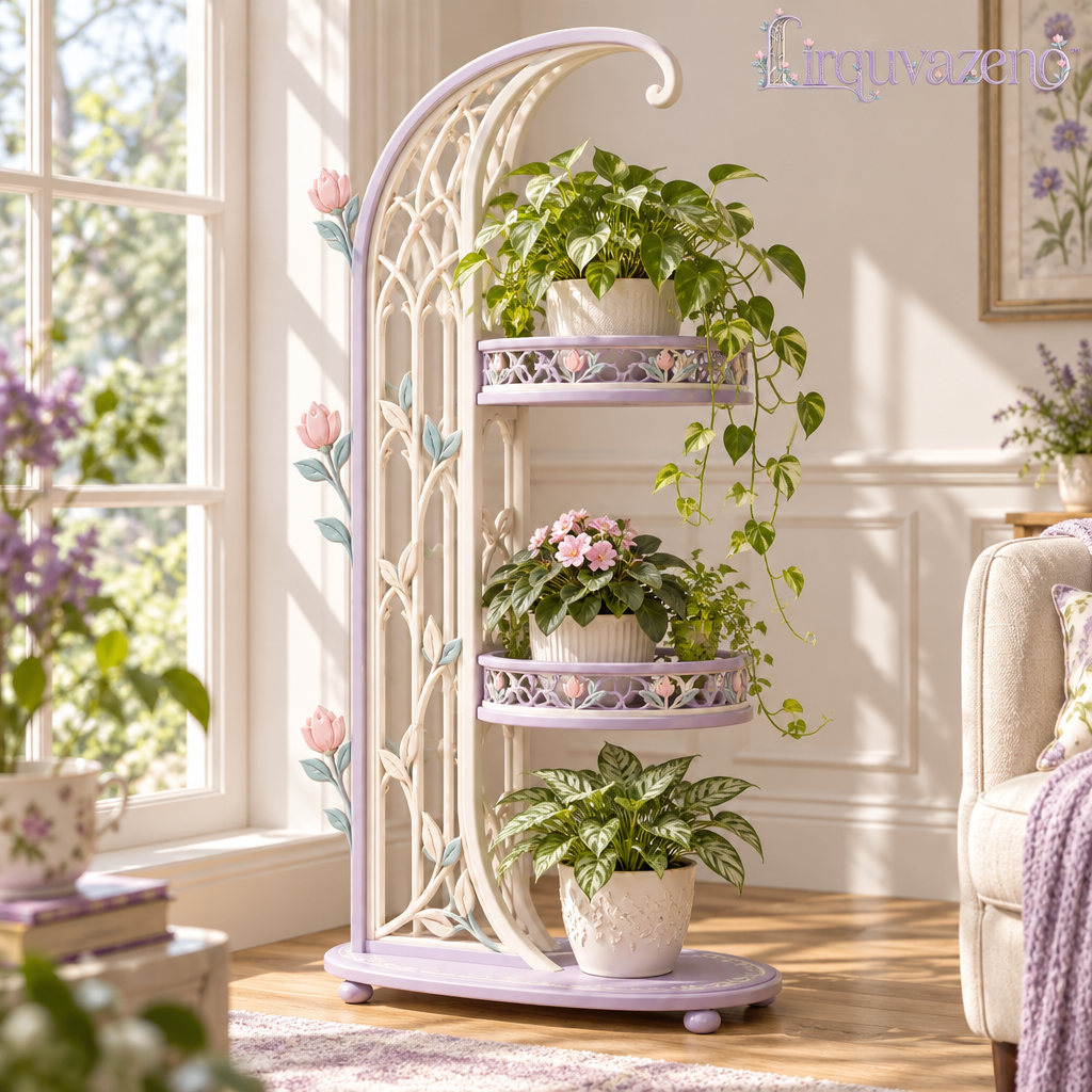 Lirquvazeno Lilac Crescent Trellis Plant Stand — view 1