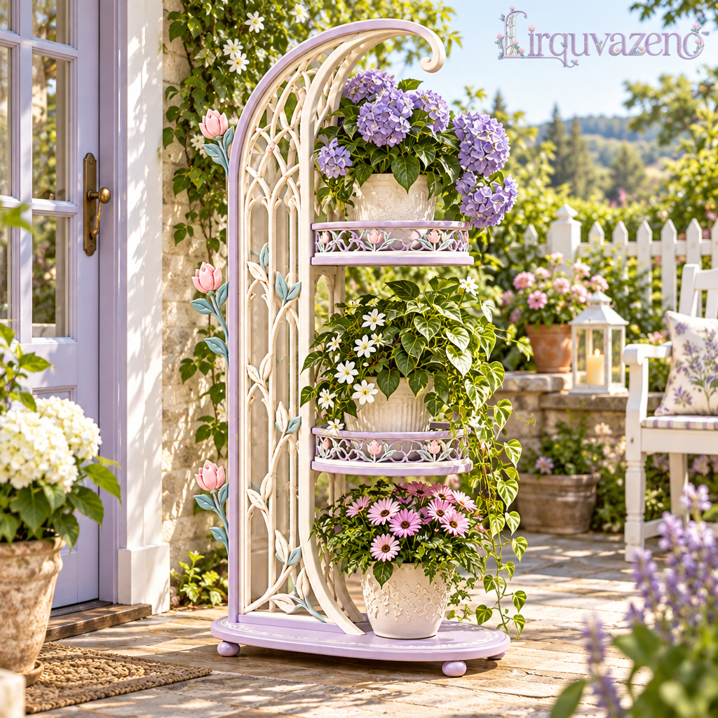 Lirquvazeno Lilac Crescent Trellis Plant Stand — view 2