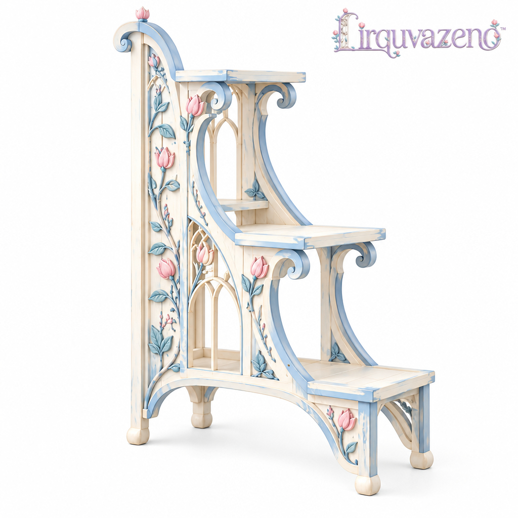 Lirquvazeno Blue Floral Staircase Plant Stand — view 4