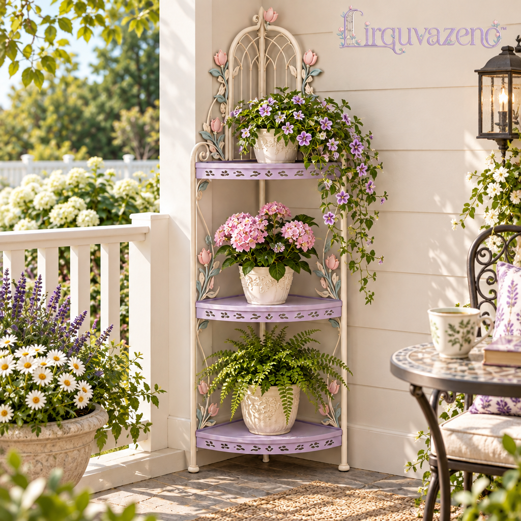 Lirquvazeno Lilac Rose Corner Plant Shelf — view 2