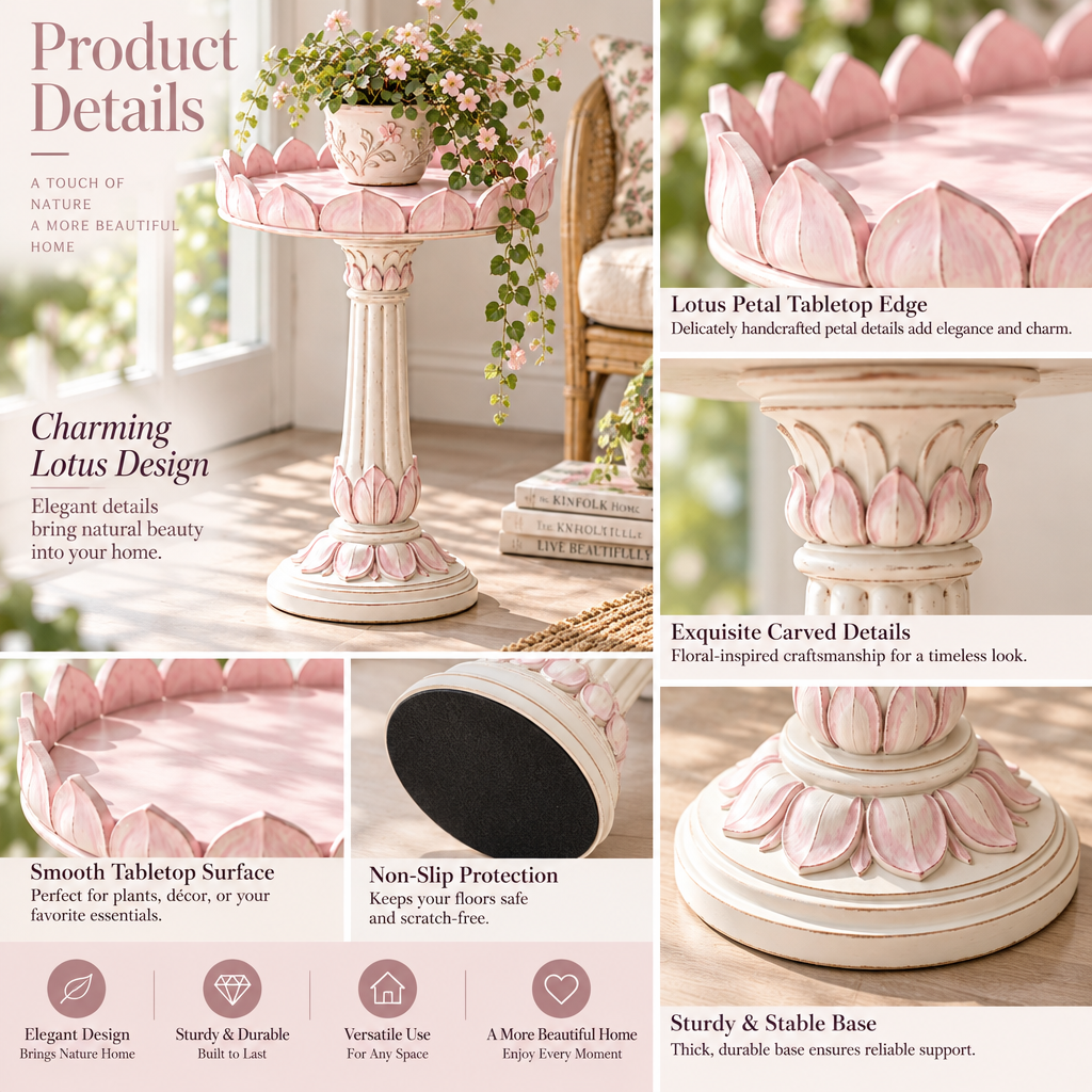 Lirquvazeno Blush Lotus Plant Pedestal — view 3