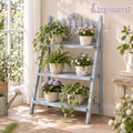 Lirquvazeno Blue Picket Three-Tier Plant Ladder — view 1