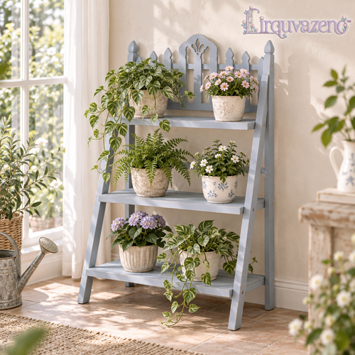 Lirquvazeno Blue Picket Three-Tier Plant Ladder — view 1