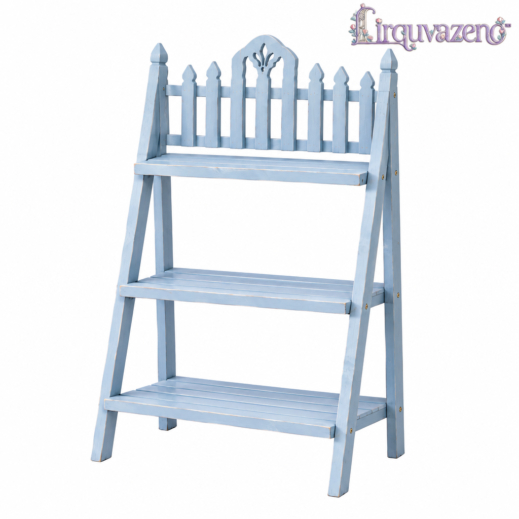 Lirquvazeno Blue Picket Three-Tier Plant Ladder — view 4