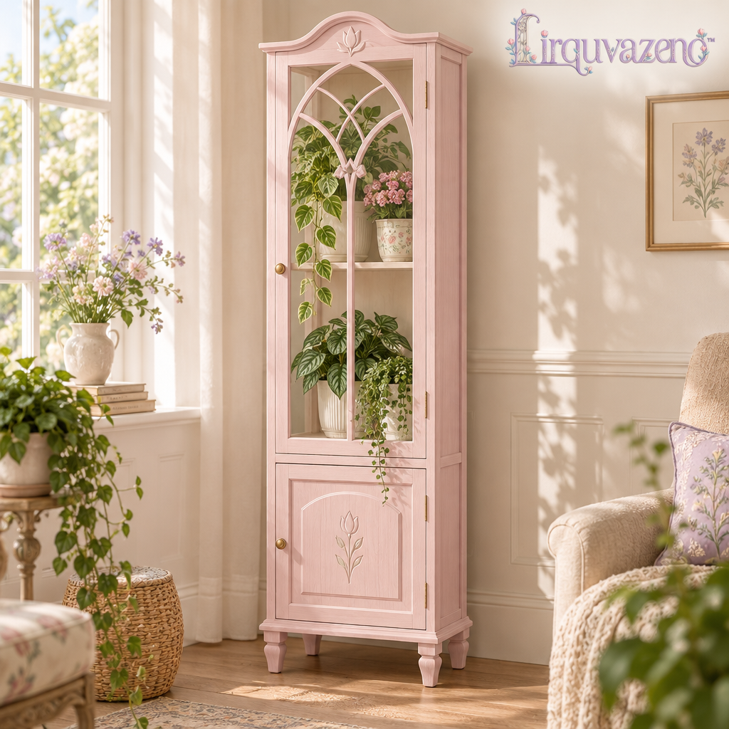 Lirquvazeno Blush Arched Plant Display Cabinet — view 1