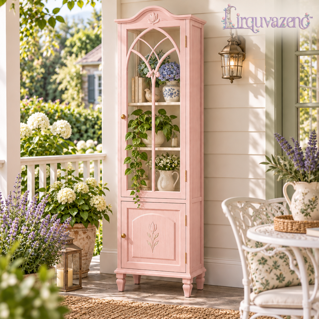 Lirquvazeno Blush Arched Plant Display Cabinet — view 2