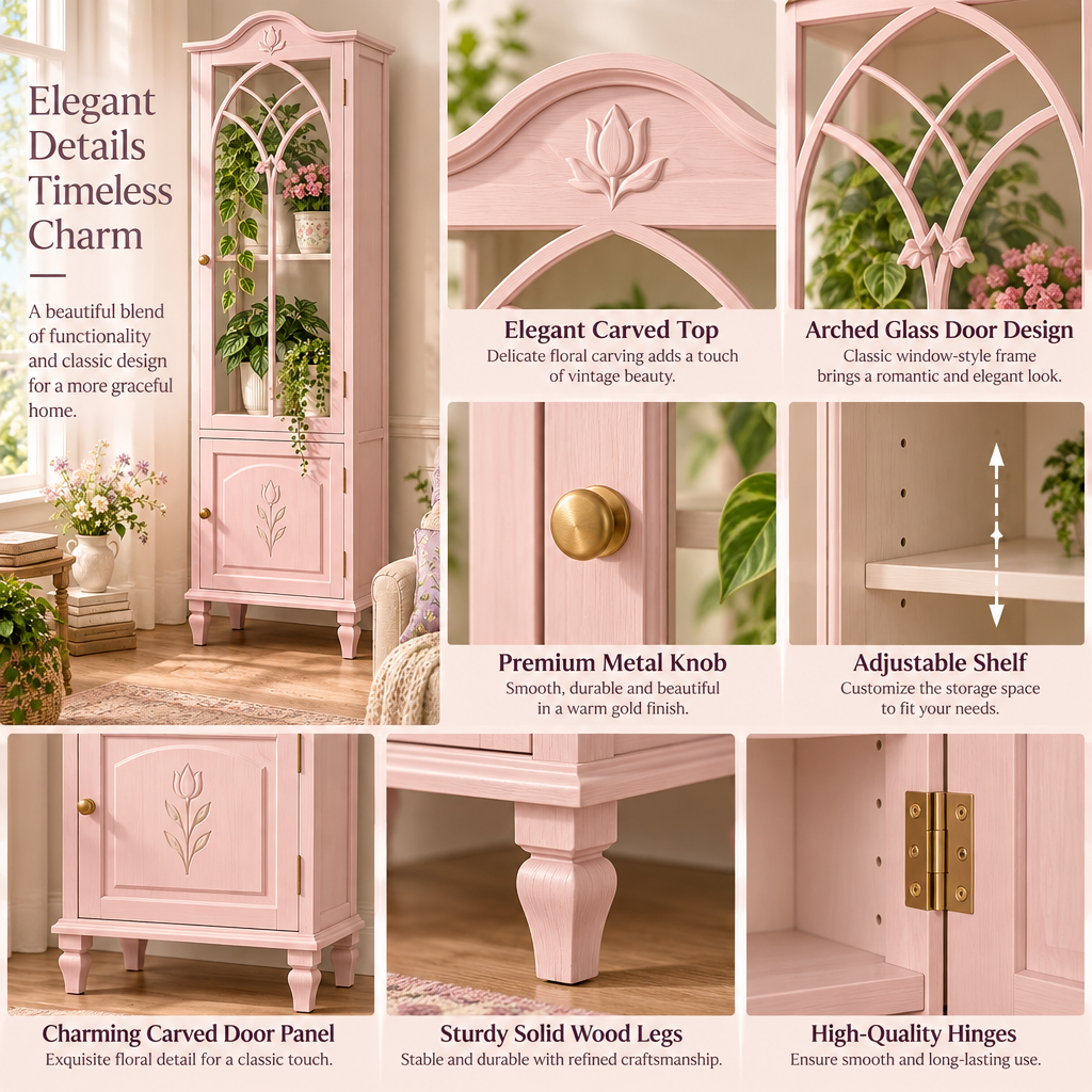 Lirquvazeno Blush Arched Plant Display Cabinet — view 3