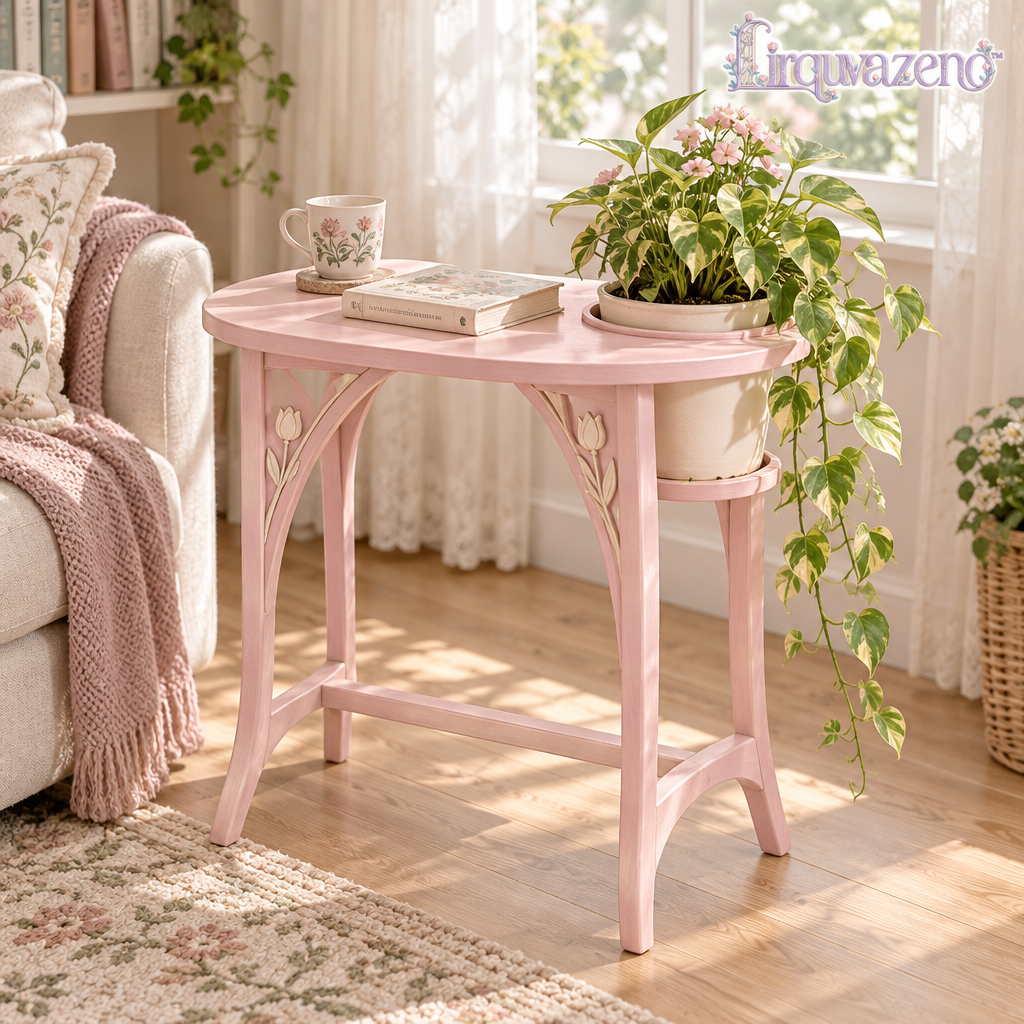Lirquvazeno Blush Side Table with Plant Holder — view 1