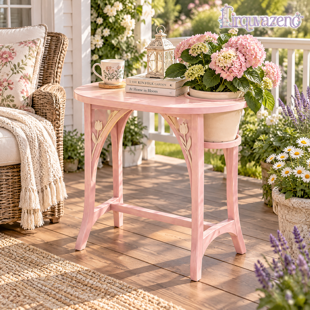 Lirquvazeno Blush Side Table with Plant Holder — view 2