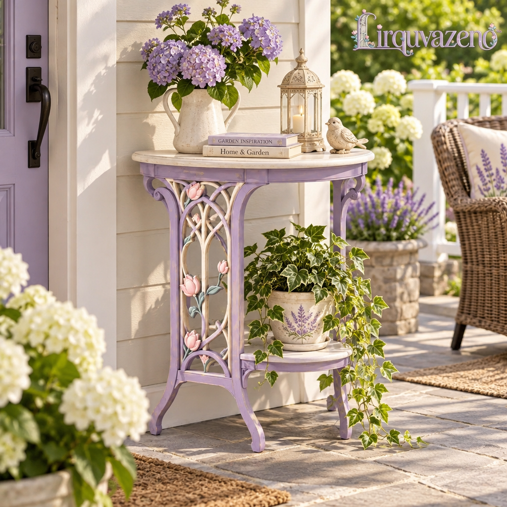 Lirquvazeno Lilac Garden Trellis Side Table — view 2