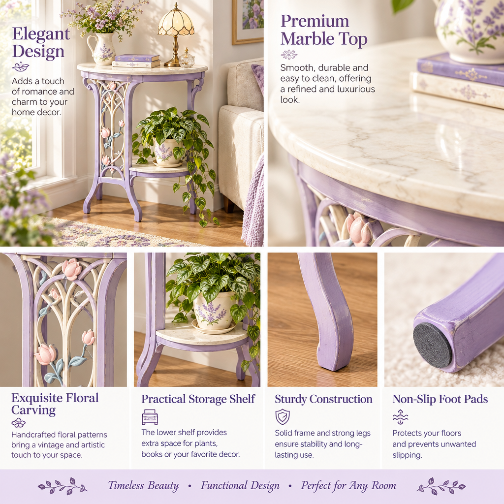 Lirquvazeno Lilac Garden Trellis Side Table — view 3