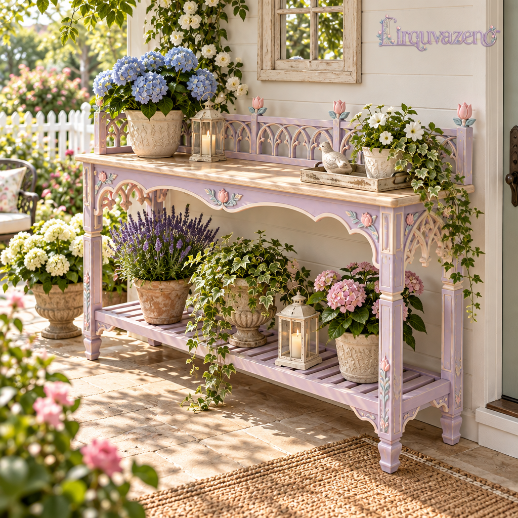 Lirquvazeno Lilac Trellis Two-Level Plant Console — view 2