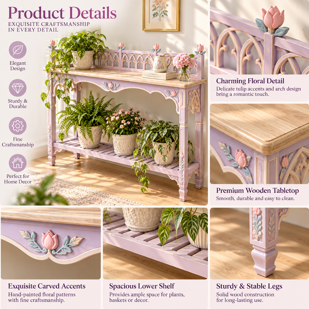 Lirquvazeno Lilac Trellis Two-Level Plant Console — view 3