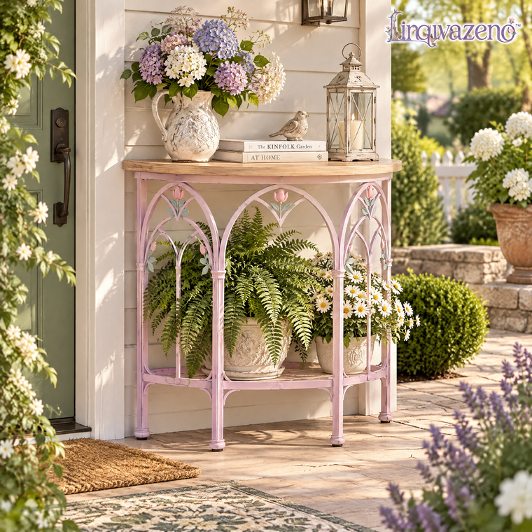 Lirquvazeno Blush Arch Half-Round Plant Console — view 1