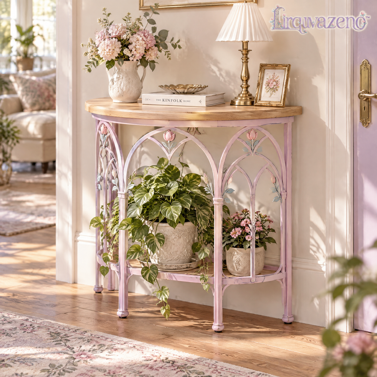 Lirquvazeno Blush Arch Half-Round Plant Console — view 4